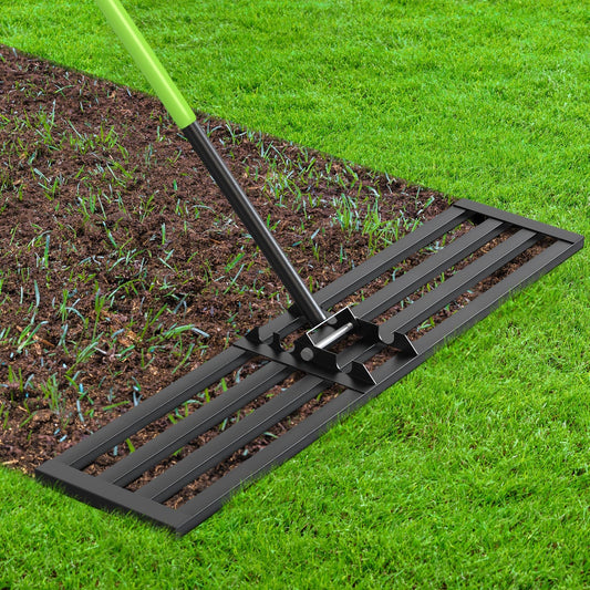 Seeutek Lawn Leveling Rake, 45" x 10" Heavy Duty Yard Leveling Rake Tool with 0-180° Adjustable Handle, 6.5FT Steel Handle Lawn Leveler for Yard Garden Golf, Ease Level Soil Sand Dirt Surface