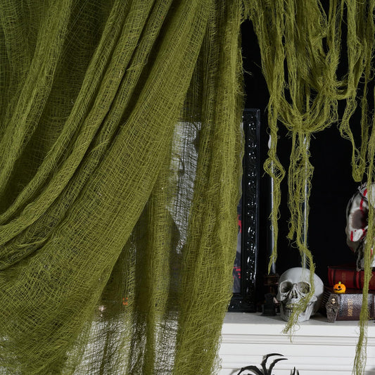 ZYP 315 x 78.7 Halloween Green Creepy Cloth Decorations Spooky Fabric Creepy Scary Gauze Cloth Decoration for Halloween Party Supplies