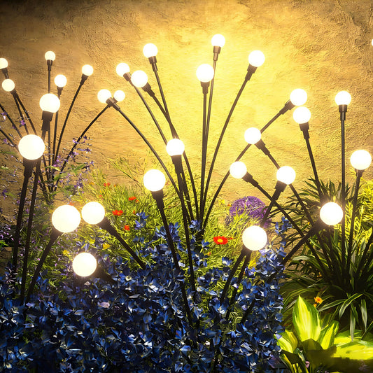 Solar Lights Outdoor - Upgraded 4-Pack of 32 LEDs Solar Garden Light,IP65 Waterproof Outdoor Decor Solar Firefly Lights for Yard,Pathway Decoration,Unique Gifts for Women and Grandma (Warm White)