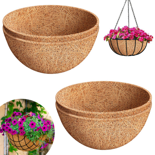 Riare 4 Pack 20 Inch Round Coco Liners Replacement, 100% Natural Coconut Coir Liners for Hanging Baskets, Garden Flower Vegetables Planter Pot, Window Box, Fence, Decks