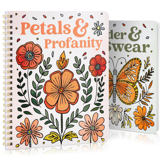 Beautiful Coloring Book Set of 2 for Adult Relaxation - Funny Coloring Books with Floral Designs for a lot of Laughs - The Perfect Stress-Relieving Gift for Women