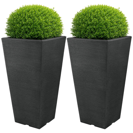 Large Outdoor Planters 2-Pack - 22.4-Inch Tall Planters for Outdoor Plants or Indoor Pots for Plants - Plastic Flower Pots for Patio, Entryway, or Front Porch Decor by Pure Garden (Gray)