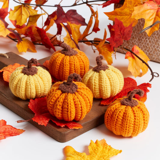 Sahoottie Mini Knit Pumpkins Set of 5, Fall Pumpkins Decor, Autumn Bowl Fillers Fall Farmhouse Tier Tray Decor, Warm Gift for Friend, Thanksgiving Decoration(Mini Autumn Set)