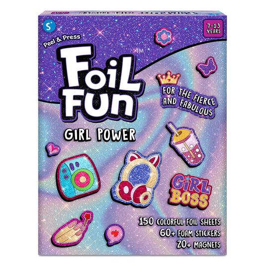 Skillmatics Foil Fun - Girl Power, DIY Foil Art Craft Kit, Mother’s Day Gift, Mess-Free Activity, 20+ Magnets & 60+ Stickers, Travel, Screen-Free Fun, Party Favor for Kids, Tweens, Teens (Ages 7-13)