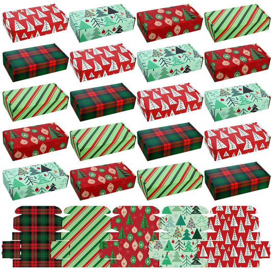 Zhanmai 25 Pcs Christmas Shipping Gift Boxes Small Holiday Mailing Cardboard Gifts Boxes Christmas Shipping Packaging Cases for Wrapping Holiday Goodie Present(4 x 8 x 2 Inch,Classic Style)