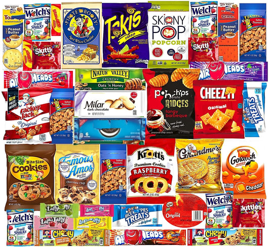 Ultimate Variety Sampler Care Package (40 Count) - Easter Treats Gift Basket Adults Kids Grandkids Guys Girls Women Men Boyfriend Birthday Cookies Chips College Student Office School