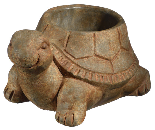 Classic Home and Garden Cement Buddies Animal Planter - Cute Desk Decoration - UV Coated Animal Vase w/Removable Drain Plug - Succulent Planter for Indoor/Outdoor Use (Turtle Planter, Rust, Small)