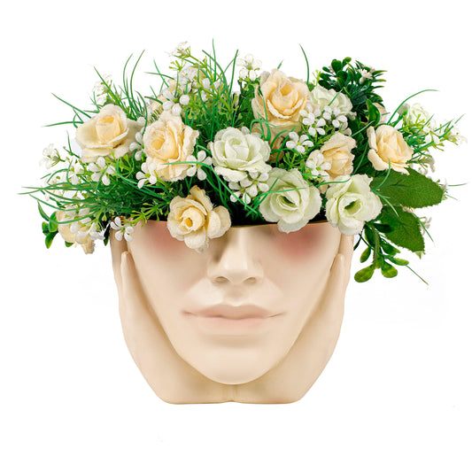 GUTE Pretty Woman Face Planter, Home & Garden Ceramic Art Vase, Dry Flower Arrangement for Decorative, Modern Colorful Sculpture White Planter Pot,Table Centerpieces Wedding Office Kitchen Home Decor
