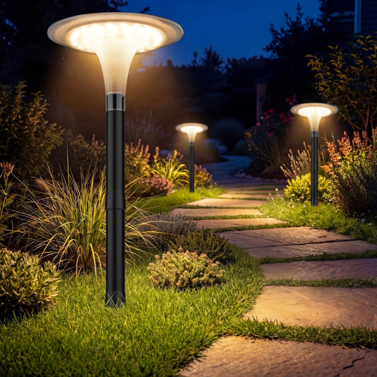 JOFIOS Solar Pathway Lights 4 Pack, 3 Color Modes, 200LM 58 LEDs Bright Landscape Lighting, 2000mAh Battery 10H+ Runtime, IP65 Waterproof Modern Walkway Lights for Garden Yard Driveway