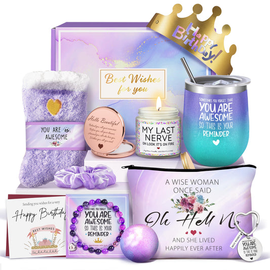 Gemwi Gifts for Women, Birthday Gifts for Women, Happy Birthday Gifts Basket, Gift Set for Best Friends Female Sister Mom Wife Her Girlfriend Coworker Bestie Bff
