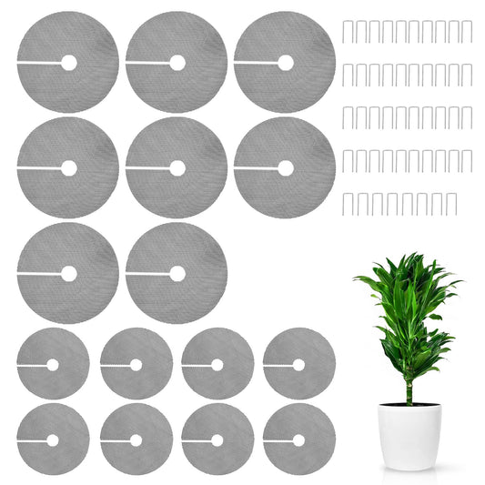 CuraceQ 8PCS 15.7 Inch Plant Pot Grids and 8PCS 11.8 Inch Plant Pot Grids Includes 48 Ground Stakes, Plant Pot Soil Cover Protectors from Animals