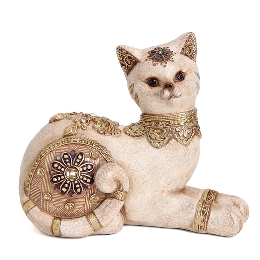 Xintim Cat Statue Art - Bookshelf, Coffee Table, Living Room, Bedroom, Office for Resin Cat Figurine, Vintage Home Decor Accents BohoDecor, Gifts for Animal Lovers Woman