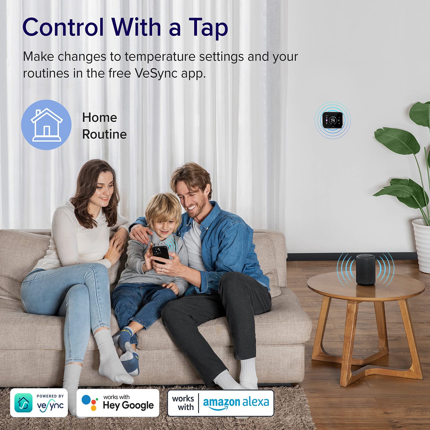 LEVOIT Smart Thermostat for Home, WiFi Programmable Digital Thermostat, Works with Alexa and Smart Sensor, Energy Saving, Large Touch Screen, C-Wire Adapter Included, DIY Install, Aura 400S, White