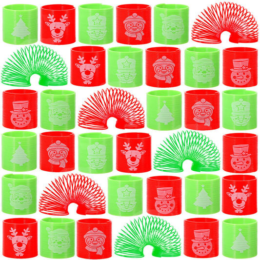 Mchochy 36PCS Christmas Coil Springs for Kids - Assorted Christmas Theme Pattern and Colors Magic Spring Toys, Christmas Party Favors, Christmas Stocking Stuffers for Kids Boys Girls