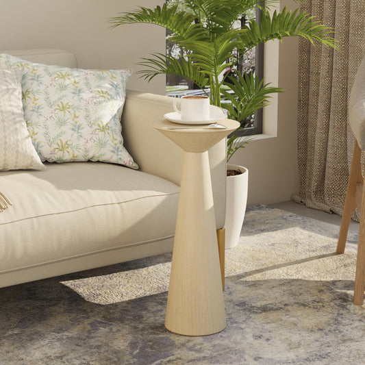COZAYH Farmhouse Tall Pedestal End Table Small Solid Wood Martini Table Plant Stand Modern Round Drink Table for Small Space Living Room, Distressed Wood Grey