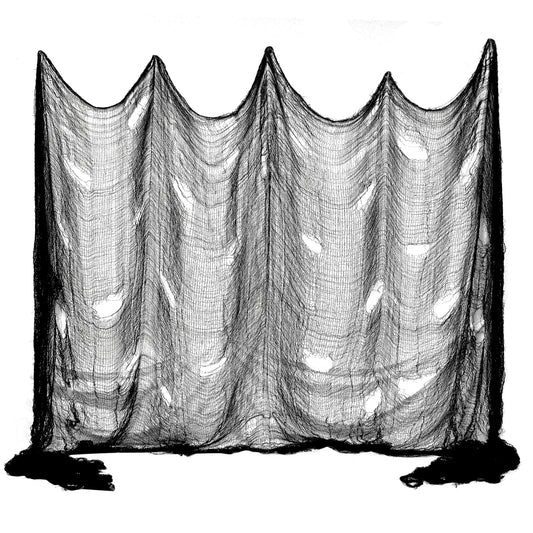 JOHOSEEK 400 x 80 inch Large Size Halloween Creepy Cloth Decorations, 1 Pack Black Gauze Halloween Decor, Scary Black Cheesecloth, Spooky Halloween Fabric for Haunted House Wall Yard Outdoor Indoor