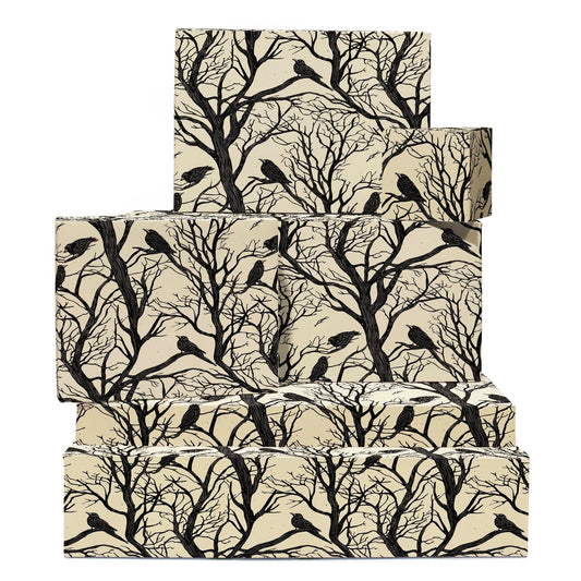 CENTRAL 23 Birthday Wrapping Paper For Men Women - 6 Sheets Of Gift Wrap - Crows On Trees - Forest - Gothic - Fall Wrapping Paper - Halloween - Comes With Stickers - Recyclable