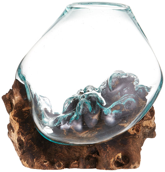 Cohasset Gifts Cohasset Molten Sculpture, Approximately 8" Wide, Natural Wood and Recycled Glass (650-20)