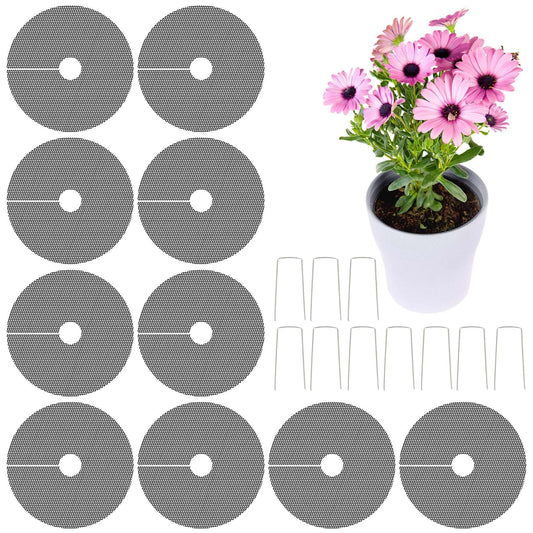 ANNASAMDO, 10 Pack Plant Pot Cover 1.8 Inch Plant Protectors from Animals Cuttable Round Pot Grid for Indoor Outdoor Plants