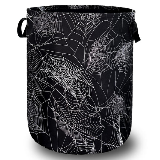 Spider Web Laundry Hamper Funny Halloween Laundry Basket With Handles Foldable Oxford Cloth Colorful Tote Bag Clothes Toy Storage Bucket 18.9" x 16.5" For Bathroom/Laundry/Bedroom