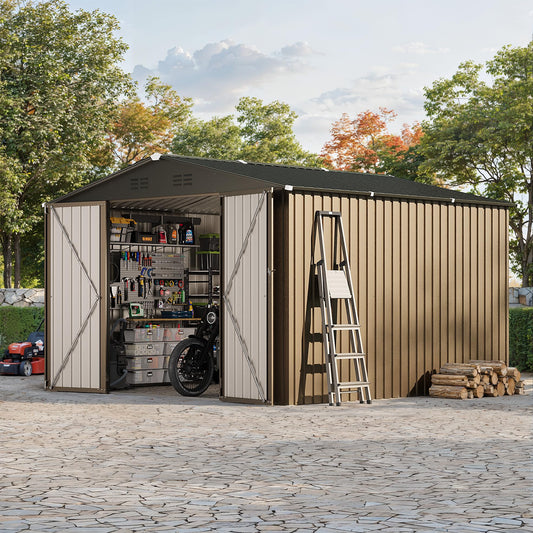 10 x 10 FT Outdoor Storage Shed,Metal Garden Sheds&Outdoor Storage Clearance, Large Tool Shed Outdoor with Single Lockable Door,Ideal Storage House for Backyard Garden Patio Lawn