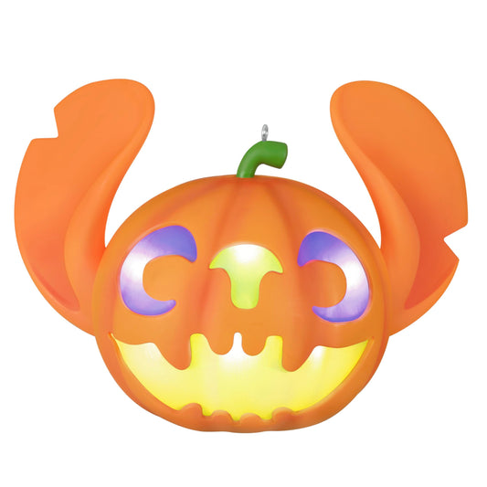 Hallmark Keepsake Halloween Ornament, Disney Lilo & Stitch Spooky Stitch Jack-o'-Lantern with Light, Gifts for Disney Fans