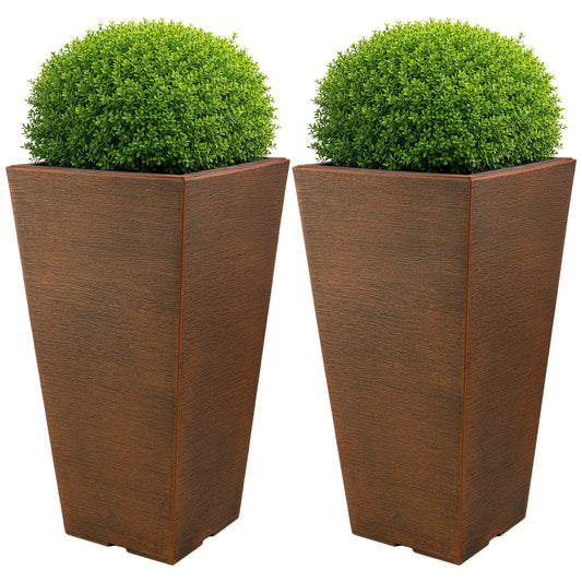 Large Outdoor Planters 2-Pack - 22.4-Inch Tall Planters for Outdoor Plants or Indoor Pots for Plants - Plastic Flower Pots for Patio, Entryway, or Front Porch Decor by Pure Garden (Bronze)