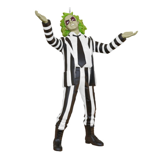 Hallmark Keepsake Beetlejuice Mini Christmas Ornament (Black and White Striped Suit) 1.5" Tiny Ornament for Tabletop Tree