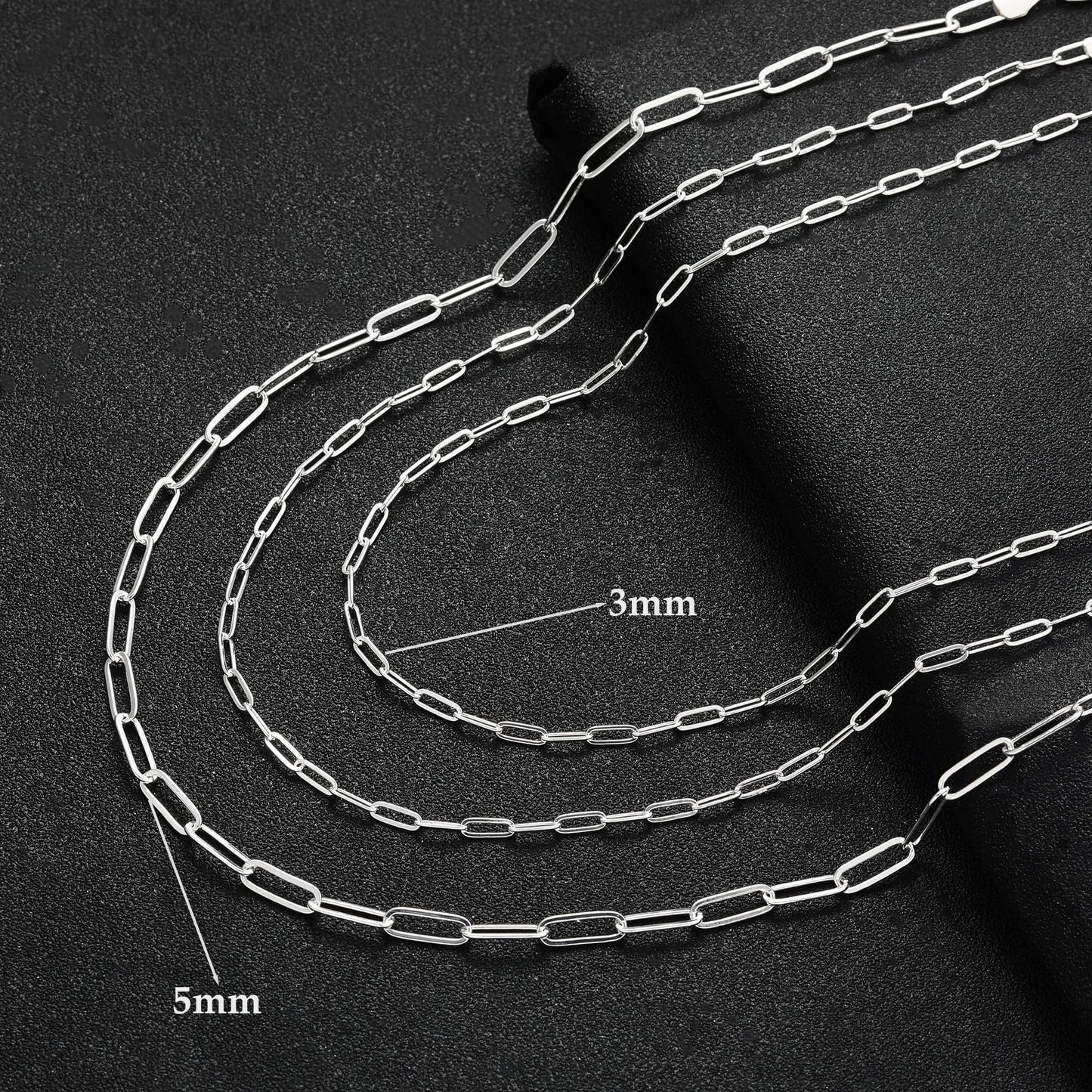 MBW Silver Simple Paperclip Chain Necklace, Dainty Sterling Silver Choker Necklace for Women Trendy 18in Waterproof Minimalist Thin Link Necklace Jewelry Gifts